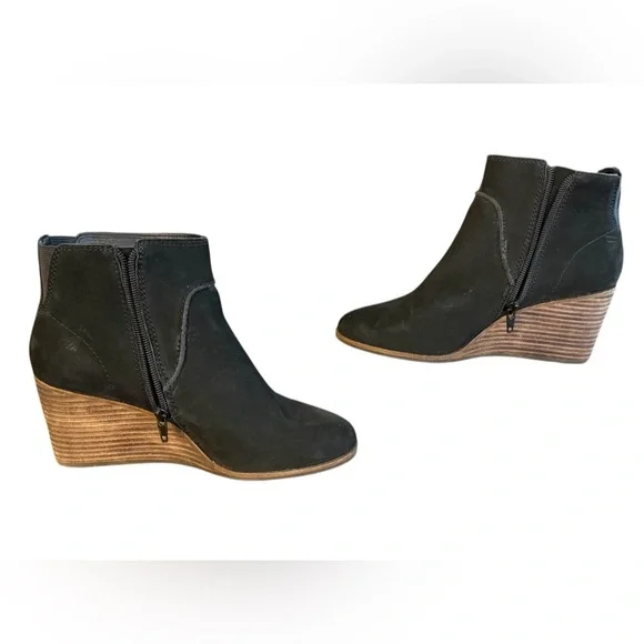 Lucky Brand Zanta Black Wedge Ankle Booties Women’s Size 7 - Picture 6 of 9